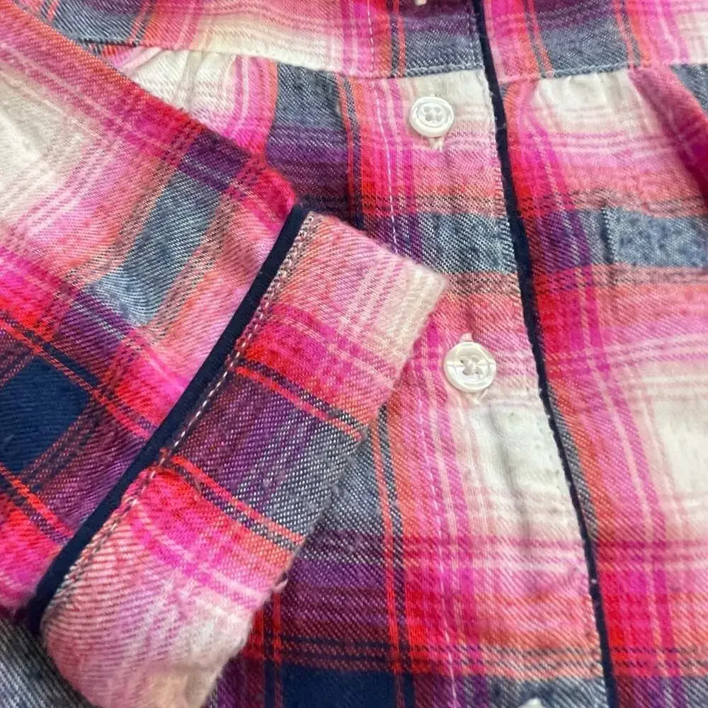 Baby Gap 12-18m Pink Plaid Cozy Pajama Peter Pan Collar Set Wash/wear Piling